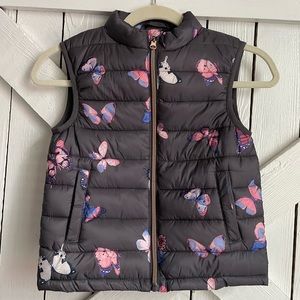 NWOT Girls 7/8 Young Dimension Puffy Gray Butterfly Vest Fall Winter